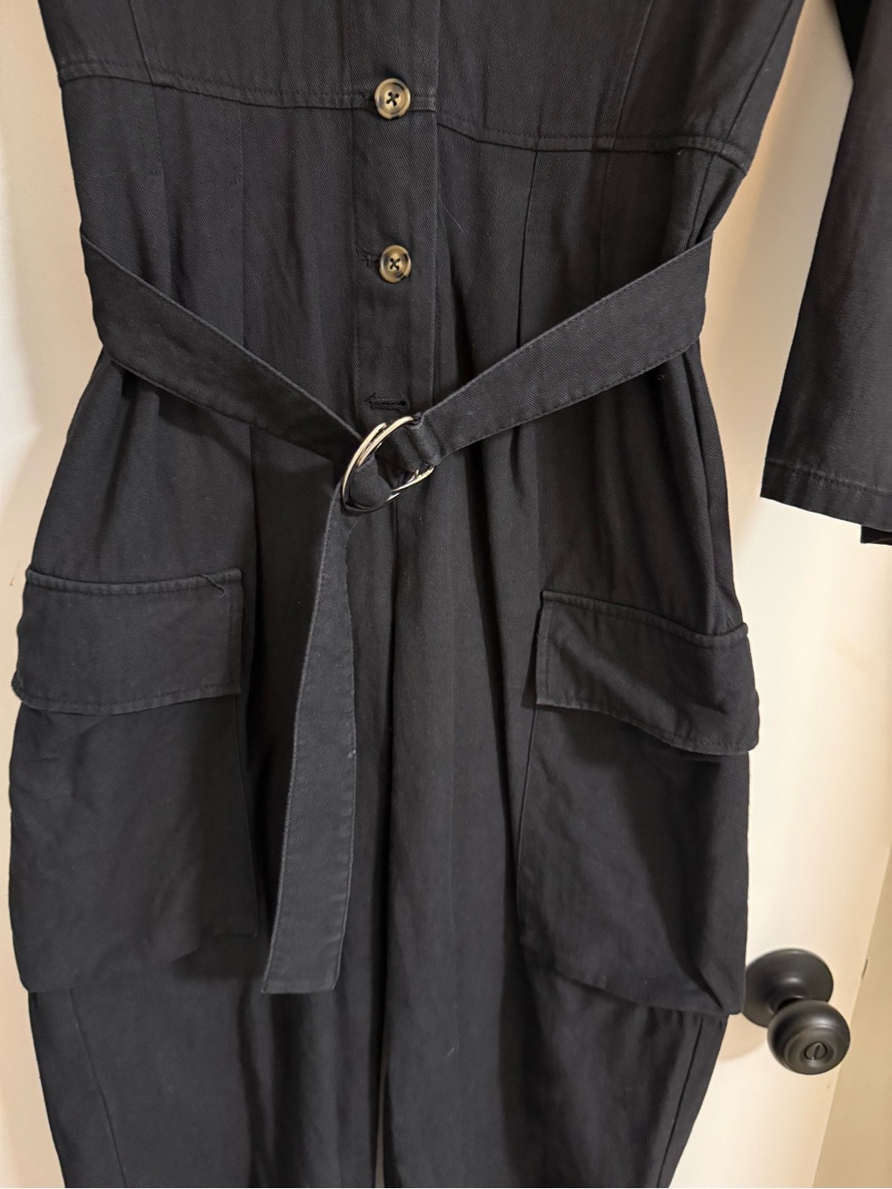 Urban Outfitters UO Belted Cargo Coverall Jumpsuit Black Medium - Picture 5 of 7